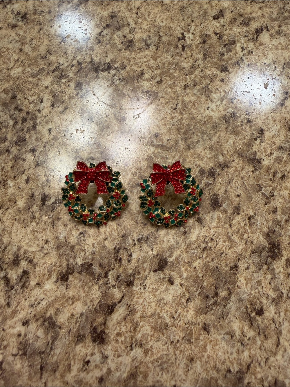 BaubleBar Red & Green Wreath Bow Stud Earrings